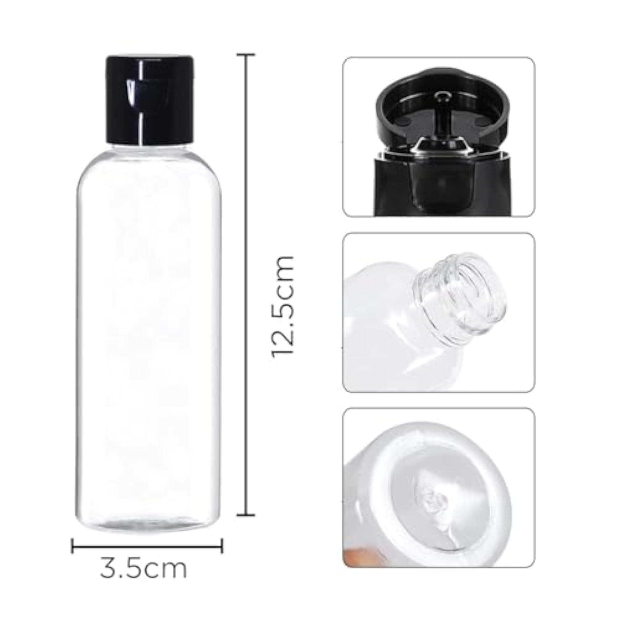 Clear Plastic Travel Bottles with New Flip Cap