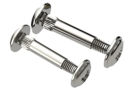 Nickel M4 (31mm - 40mm) Cupboard Joining Bolts Furniture Connecting Screws Bolts M4 Kitchen Cabinet Carcase Connectors (Pack of 10)