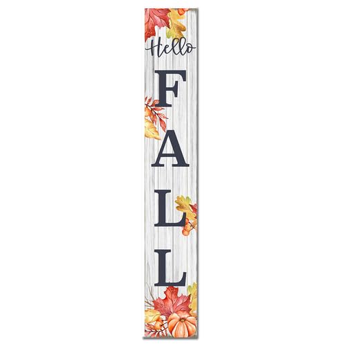 Schild mit Aufschrift "Hello Fall" für die Veranda, Holz, vertikal, stehend, Herbst, Erntedankfest, Ernte, Zuhause, Garten, Hof, Bauernhaus, Haustür, Dekoration, Outdoor, 20,3 x 162,6 cm