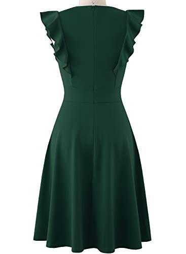 Image of YATHON Women's Vintage Ruffle Sleeve Floral A Line Cocktail Party Dresses