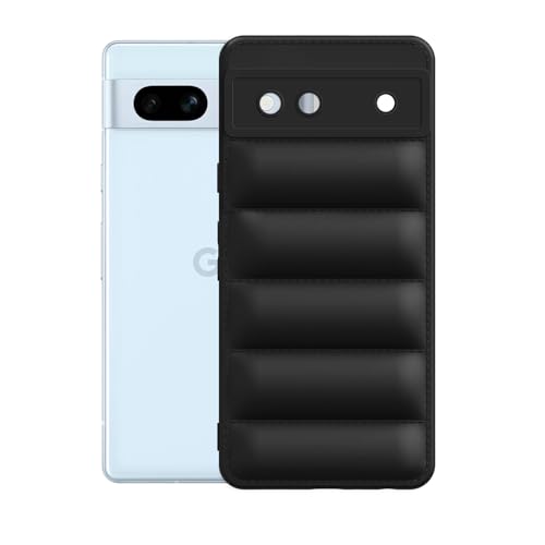 Image of Amazon Brand - Solimo Puffer Case Camera Protection Soft Back Cover for Google Pixel 7A - Black