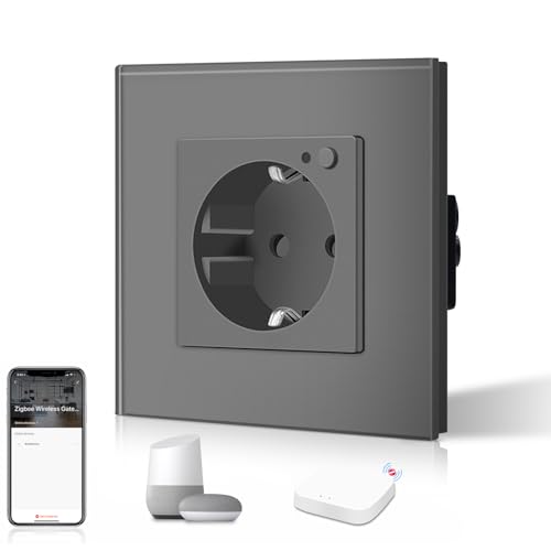 BSEED Schuko Smart Alexa ZigBee presa in vetro 16 A, 1 confezione...