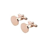 2PC CLASSIC MEN'S CUFFLINKS - TITANIUM & GOLD STEEL ROSE GOLD BLACK 20MM WEDDING CUFFLINKS