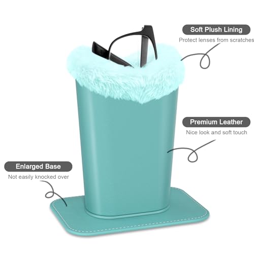 Image of Eyeglasses Holder,Plush Lined PU Leather Pattern Stand Case with Magnetic Base,Unisex for Women Men