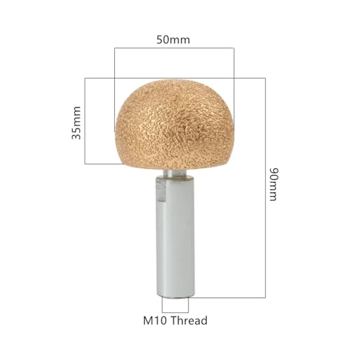 1PCS Vacuum Brazed Diamond Dry Round Head Spherical Bit Grinding Tools for Pebble Flowerpots DIY Tools (Size : M10 Adaptor)
