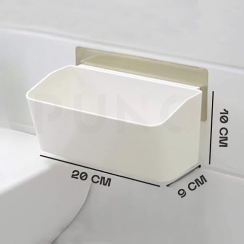 Image of Puno Wall Mounted Bathroom Shelf Organizer | Self-Adhesive Shower Storage Rack | Multipurpose Wall Shelf for Kitchen & Bathroom