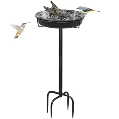 YALINKA 28In Freestanding Birdbaths Bowl Outdoor, Free Standing Garden Bird Bath Bird Feeder Bowl with Metal Stake, Detachable Decoration Spa Birdfeeder for Garden Patio Yard Lawn, New Upgrade(A)