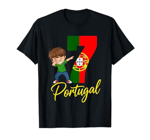 Portugal Flag Quinas Number 7 Dubbing Boys Kids T-Shirt