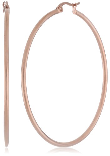 Amazon Essentials Rose Gold Plated Stainless Steel Rounded Tube Hoop Earrings (50mm), (previously Amazon Collection)