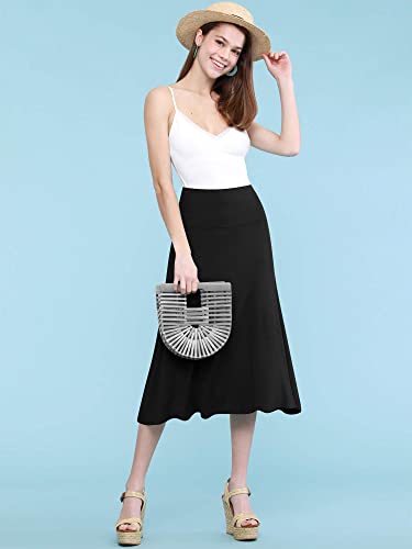 Image of FRAULEIN Women's Midi Skirt Wide High Waist Vintage A-Line Flared and Swingy Skirt