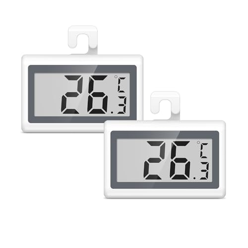 Ankilo Refrigerator Fridge Thermometer, 2 Pack Digital Freezer Thermometer with Hook, Easy to Read LCD Display, Max/Min Function, Perfect for Home, Restaurants, Cafes, Bars