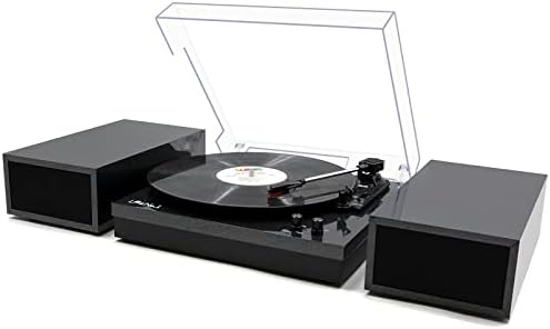 LP&No.1 Vinyl Record Player with Belt-Drive Turntable Bluetooth Playback & 2-Stereo Speakers, 3-Speed Vintage Record Players with Speaker & RCA for Entertainment and Home Decoration, Black Pearl
