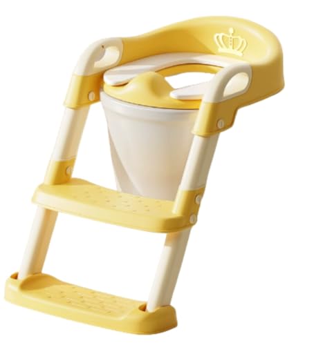 Sailozai乳幼児の赤ちゃんの階段折りたたみ式便器、座って便器の腰掛けを訓練し、ペダル付き2段高さ調節滑り止め底設計は2歳以上の子供に適している (イエロー,クラウンタイプ【PVCソフトマット】)