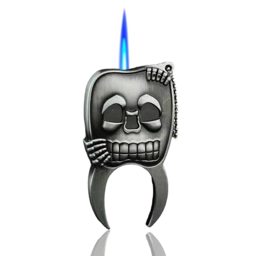 Encendedor Creative Skull Metal Vintage Azul miniatura 1
