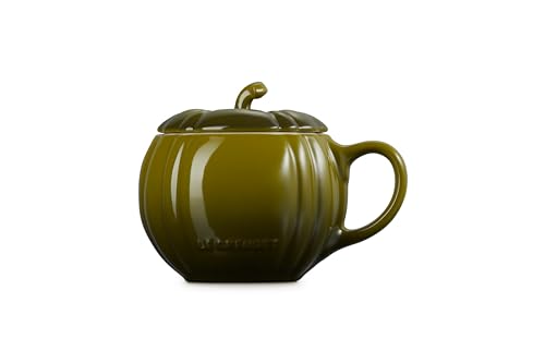 Image of Le Creuset Stoneware Pumpkin Mug with Lid, 14 oz., Olive
