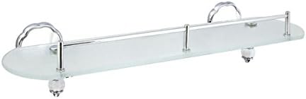 20" Frosted Glass Shelf with Pre-Installed Rail - White Porcelain & Polished Chrome - Flora Series - 5 Year Warrantee