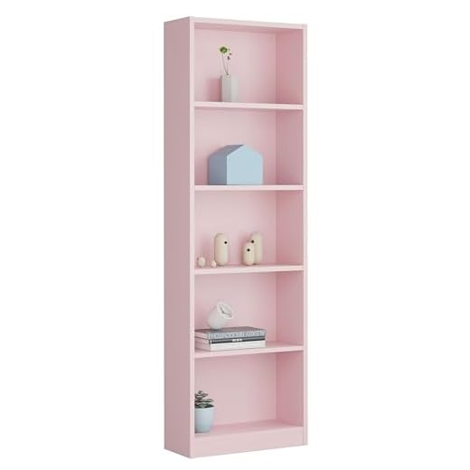 Habitdesign Estantería Juvenil 6 baldas, Librería Vertical, Modelo I-Joy, Acabado en Color Rosa Nube, Medidas: 180 cm (Alto) x 52 cm (Ancho) x 25 cm (Fondo)