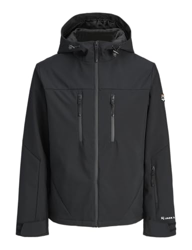 Veste softshell Jack & Jones noir blouson mi-saison homme Jjlagarde Aw25