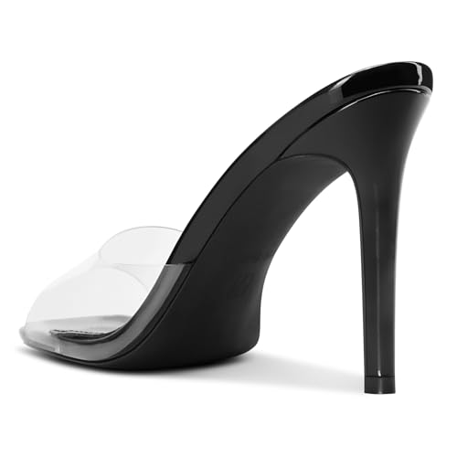 Image of TNYNFBEB Women Stiletto High Heel Peep Open Toe Sandals Slingback Slip-on Wedding Office Cute Basic Classic 3.9 Inches Heels