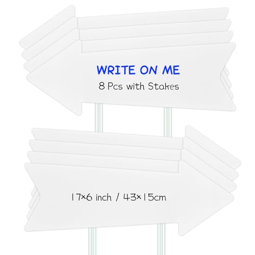 Blank Arrow Yard Signs with Stakes (8 Pack)