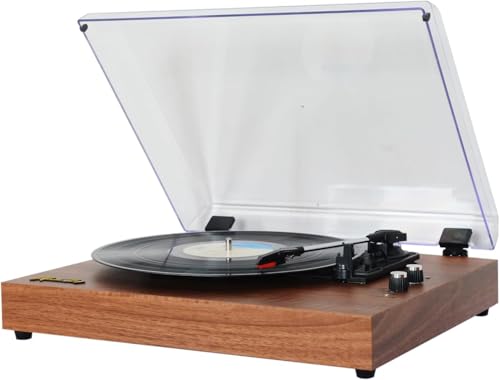Alsaffan Vinyl Record Player Retro Turntable Wooden Tabletop Vintage Gramophone Compatible with 7/10/12-inch Vinyl Records 33/45/78 RPM Speeds BT5.3 Speaker RCA Output with Acrylic Dust Cover