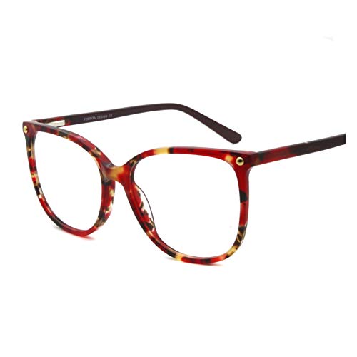 Kfdzsw Brillen Rahmen Hand Made Brillenfassungen Klar Frauen Acetate Fashion Lady Aufmaß Big Brillen Red Demi Brille (Frame Color : Red Demi) Cover