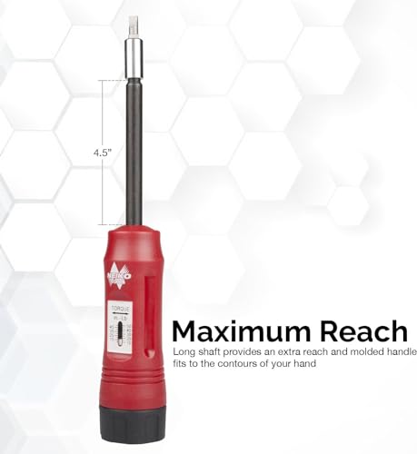 Image of NEIKO 10573B 1 /4 inch Torque Screwdriver Set, 20 Hex Bits, 10 to 50 In-Lbs, Long Shank Screwdriver Torque Wrench, Adjustable Inch-Pound Torque Screwdriver for HVAC and Gunsmiths (Pack of 25)
