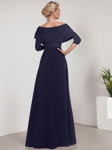 Jumpsuit/Pantsuit Elegant Wedding Guest Dress Evening Dress Off Shoulder 3/4 Length Sleeve Ankle Length 20243