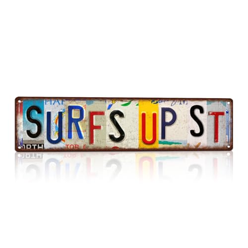 JBYMsign Vintage Surf's Up Street Street Sign Wall Decor Metal Tin Signs Poster