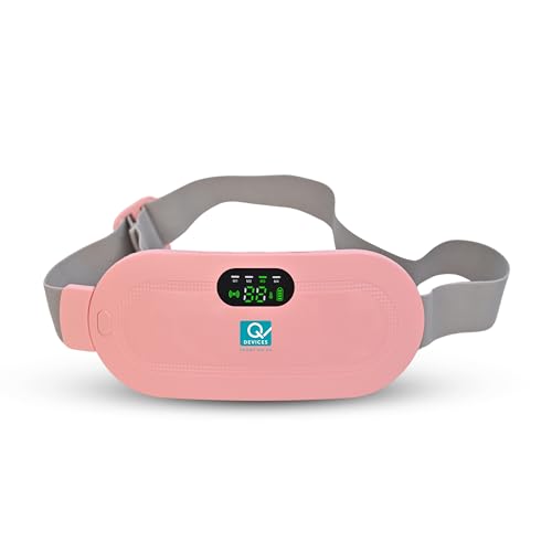 Image of Q Devices Menstrual Heating Pad for Period Cramps Relief - Cordless Electric Stomach & Back Pain Massage Belt with 3 Heat Levels, 4 Vibration Modes, Portable Wearable Design for Women (Pink)