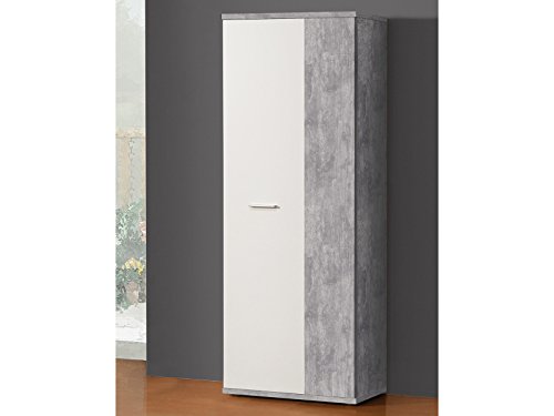 möbelando Schuhschrank Garderobenschrank Holzschrank Mehrzweckschrank Schrank Balu I Beton/Weiß