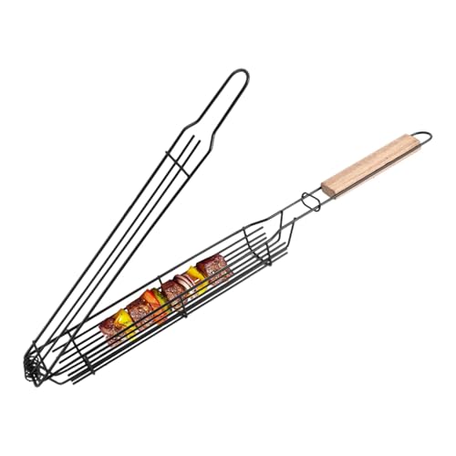 - Cestello per barbecue , cestino in metallo antiaderente per barbecue - Cestello per spiedini Kabobs - Cestino in metallo per grigliate verdure e frutti di mare e carne
