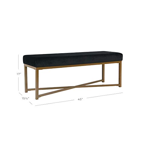 Homepop Velvet Rectangle Dining Bench With Metal Base, Black #TOP2