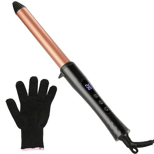 LXMTOU Curling Wand 25mm Ceramic Hair Curler Wand for Medium Length & Long Hair Professional Styler 1 Inch Curling Iron with Clampless 100°C-230°C Temperature Adjustable Dual Voltage (25mm)