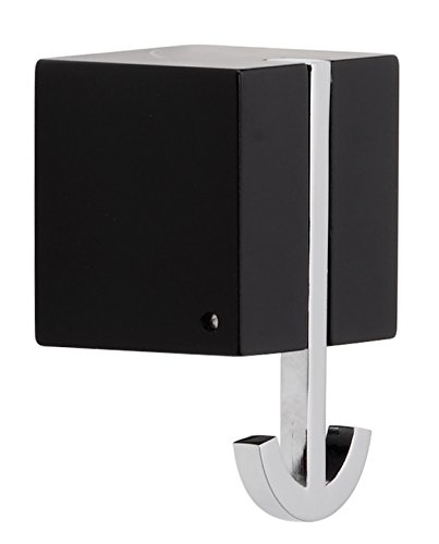 ANCORA, Wandhaken aus robustem Massivholz Buche in schwarz matt lackiert. Der Haken ist ein Metall glanz verchromtes Gussteil zum ein- und ausklappen. Maße: H/B/T= 6,3cm - 5,3(10,0)cm - 10,0(6,3)cm