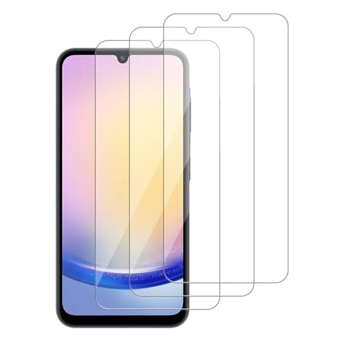 WowFluy 3 Pack for Samsung Galaxy A25 5G Tempered Glass Screen Protector Scratch-Proof Bubble-Free HD Transparent 9H Hardness Bubble Free Case Friendly