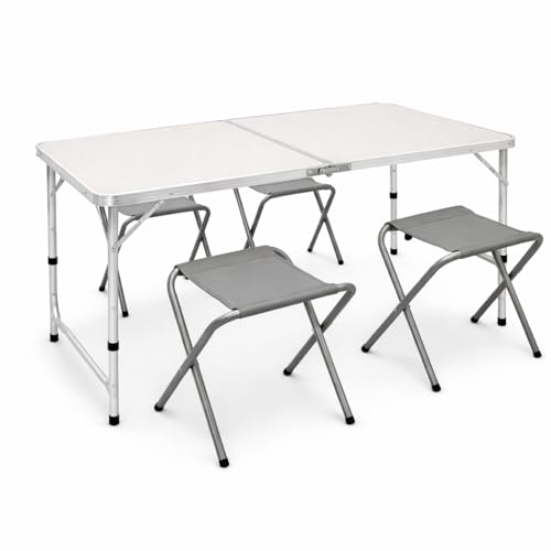 Riscko Mesa Plegable de Camping con 4 Taburetes