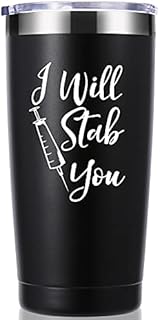 momocici I Will Stab You 20 OZ Tumbler.Funny Nurse Week,Nurse Gifts.Gag Nursing Graduation Gifts for Nurse.Nurse Practitioner Gifts Travel Mug(Black)