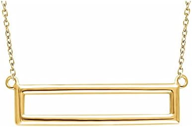 Diamond2Deal 14K Yellow Gold Rectangle Pendant 16-18" Necklace Fine Jewelry for Women