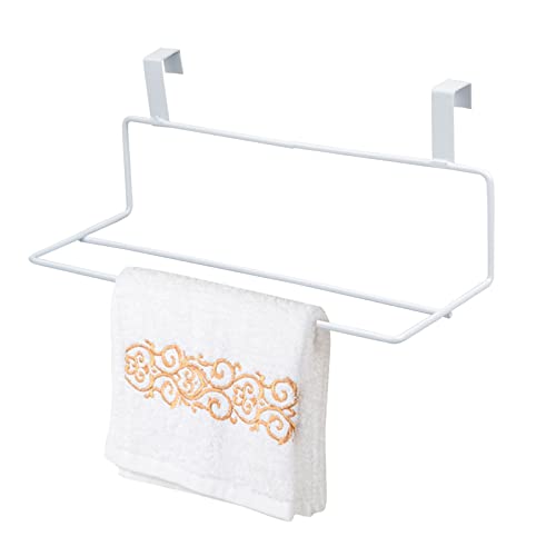 Doble Toallero Cocina Puerta, Barras para Colgar Paños de Cocina -Toalleros de Baño sin Taladro-Colgador Trapos Cocina-Colgador Cocina para Puerta(Blanco) Cover