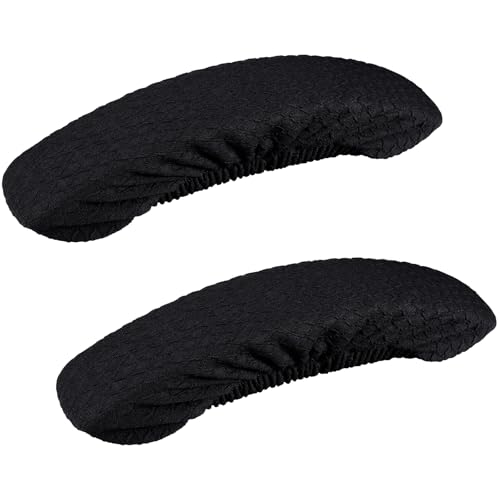 Smiry Stretch Jacquard Office Computer Chair Armrest Covers, 2PCs Removable Washable Anti-dust Desk Chair Arm Pad Covers, Black