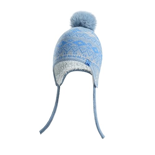 Kids Winter 3 Pce Set Fleece Lined Hat Neck Gaiter Gloves for 3-8Y Fair-Isle with Pom Pom Touch Screen Outdoor Use2