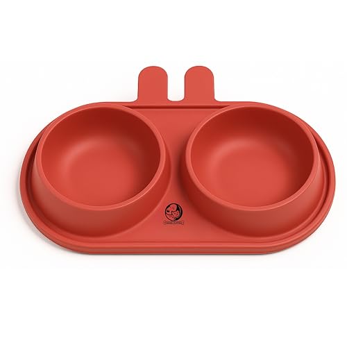 Image of Foodie Puppies Pet Feeding Tilted Cat Bowl - (Ear Buddy Double Bowl) | Durable, Anti Vomiting, Healthy Cat Feeder for Persian Cat Prevent Tipping Over | Feeder for Cats, Kittens & Puppies
