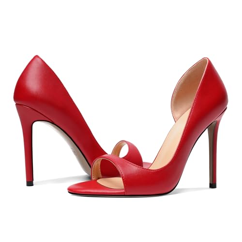YODEKS High Heels for Women Stiletto Heel Pumps Slip On Open Toe 4 Inch Dress Shoes4
