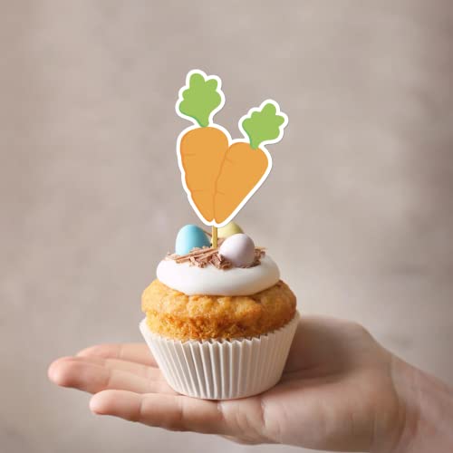 28Pcs Happy Easter Cupcake Toppers, Bunny Cupcake Toppers Orange Easter Eggs, Sunflower Cupcake Toppers, Easter Carrotst Decorations, Easter Egg Basket Easter Party Favors For Kids, Easter Party Decorations And Supplies #TOP3