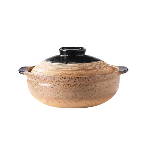 Jopsavm土鍋 陶器 日本製ご飯鍋 直火 炊飯鍋 IH ガス火対応こびりつきにくい お手入れカンタン ふっくらご飯鍋 3合炊 ばんこ焼土鍋 耐熱 耐久性を持つ 土鍋 (土鍋,1.5L)