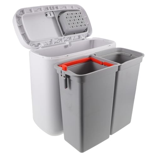 Cabilock Cubo de basura doble: Cubo de basura de cocina con tapa - de de doble compartimento para residuos orgánicos con tapa para cocina - de con cierre hermético a presión