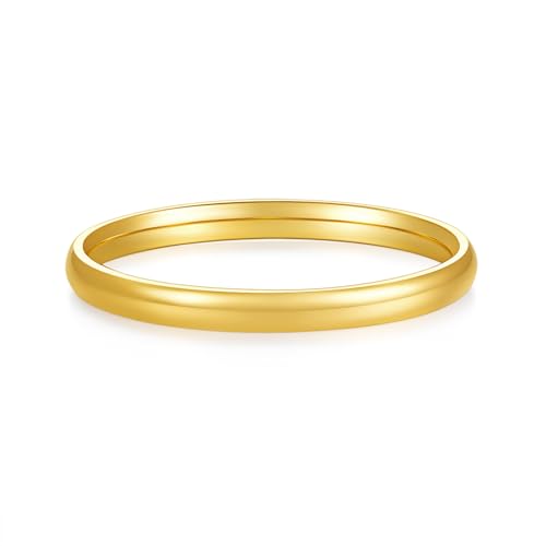 Image of BORUO 925 Sterling Silver Ring| 14K Gold Plated Waterproof Stacking Rings| Plain Dome Tarnish Resistant Comfort Fit Wedding Band Gifts for Special Occasions 1.5mm 2mm 3mm Band Size 4-12