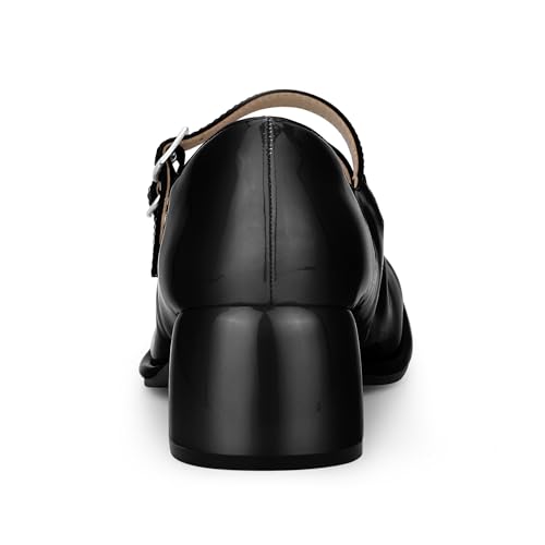 Allegra K Women's Square Toe Ankle Strap Block Heels Mary Janes Pumps Shoes4