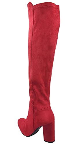 Top Moda Womens Classy High Heel Knee High Boots, Red, 7.5 #TOP2